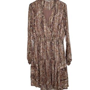 EsQualo Dress 14 Paisley V-Neck gold threads party flirty
